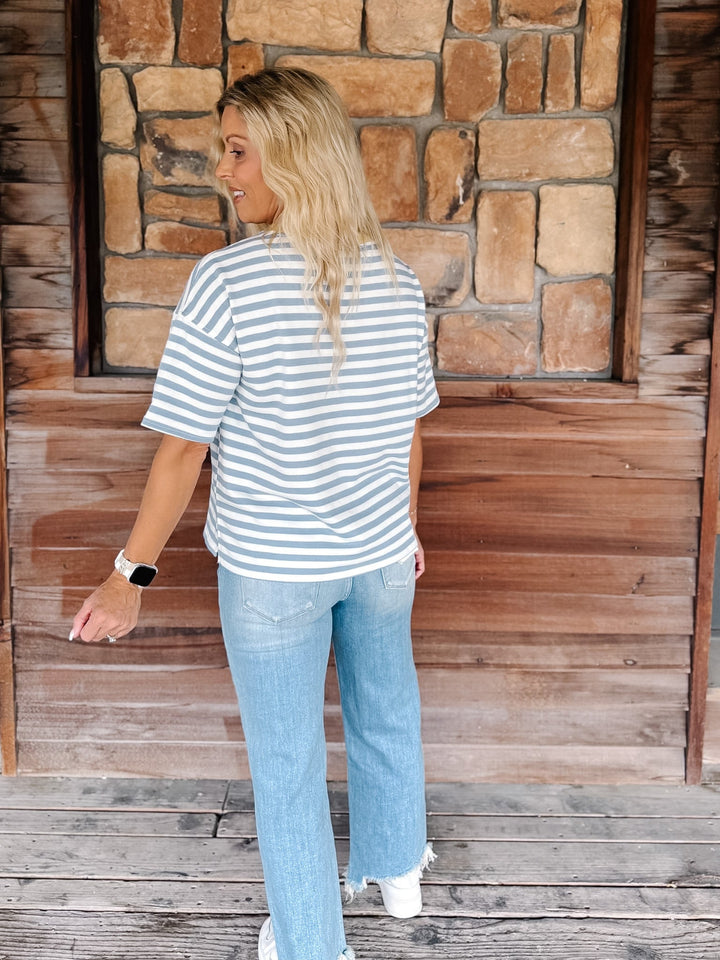Weekender Stripe Contrast Neck Short Sleeve Tee