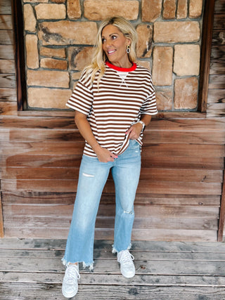 Weekender Stripe Contrast Neck Short Sleeve Tee