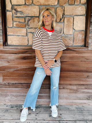 Weekender Stripe Contrast Neck Short Sleeve Tee