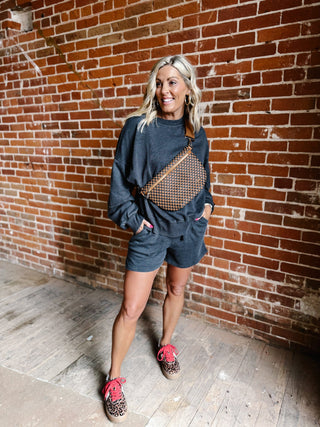Westlyn Woven Bum Bag,checkered coffee
