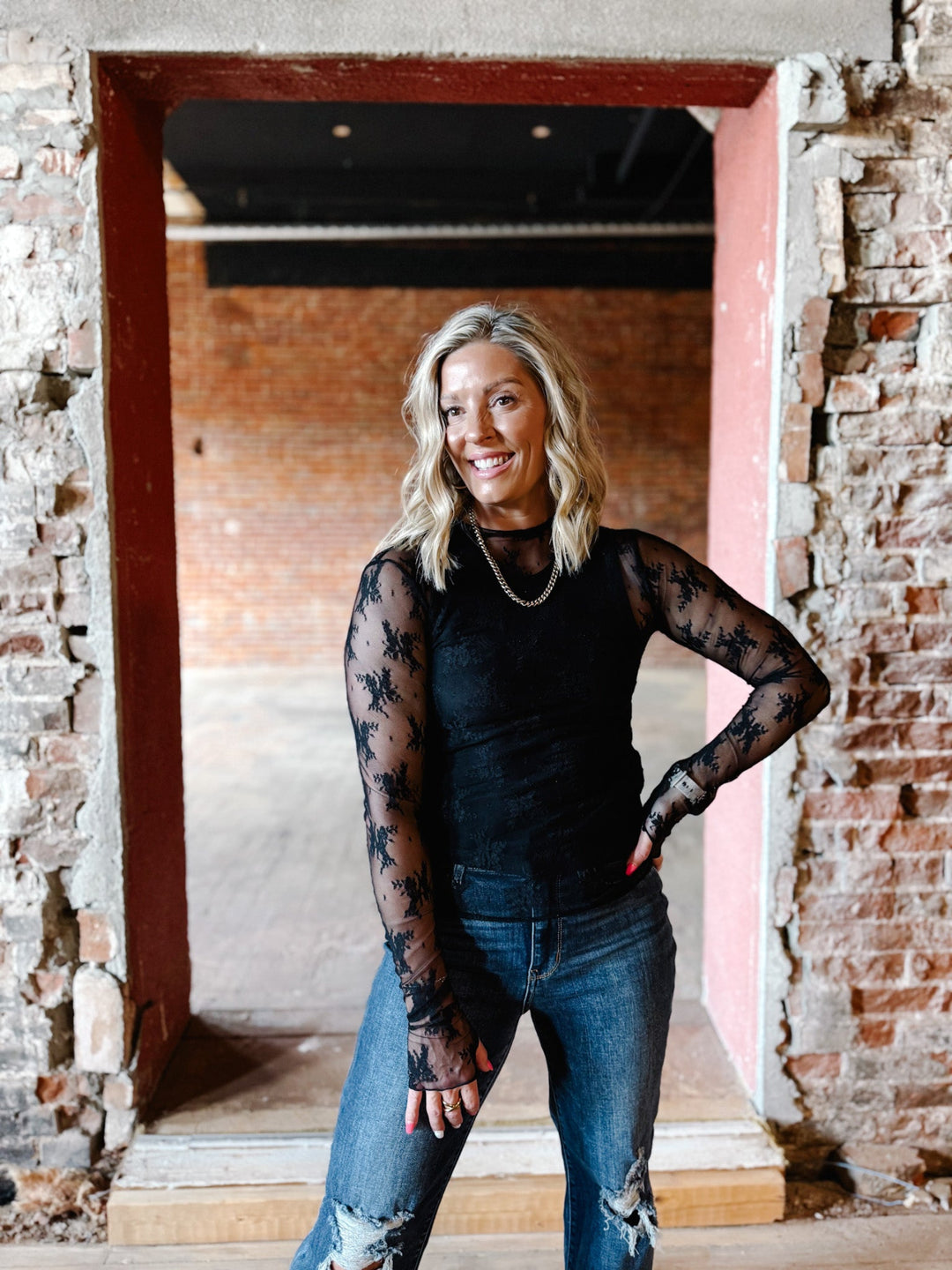 Whisperlight Sheer Mesh Top, Black