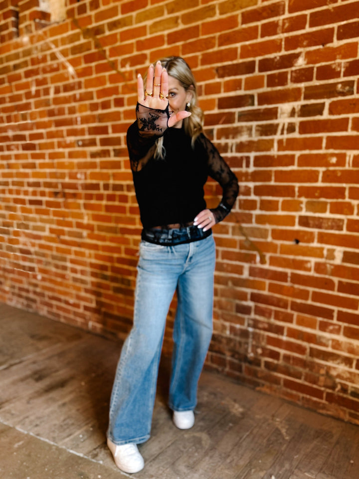 Whisperlight Sheer Mesh Top, Black