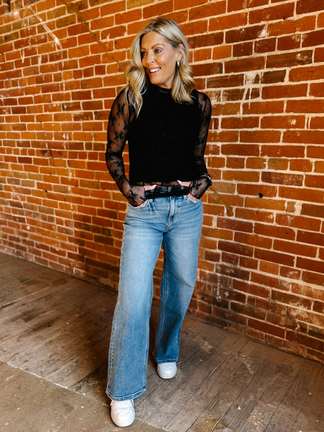 Whisperlight Sheer Mesh Top, Black