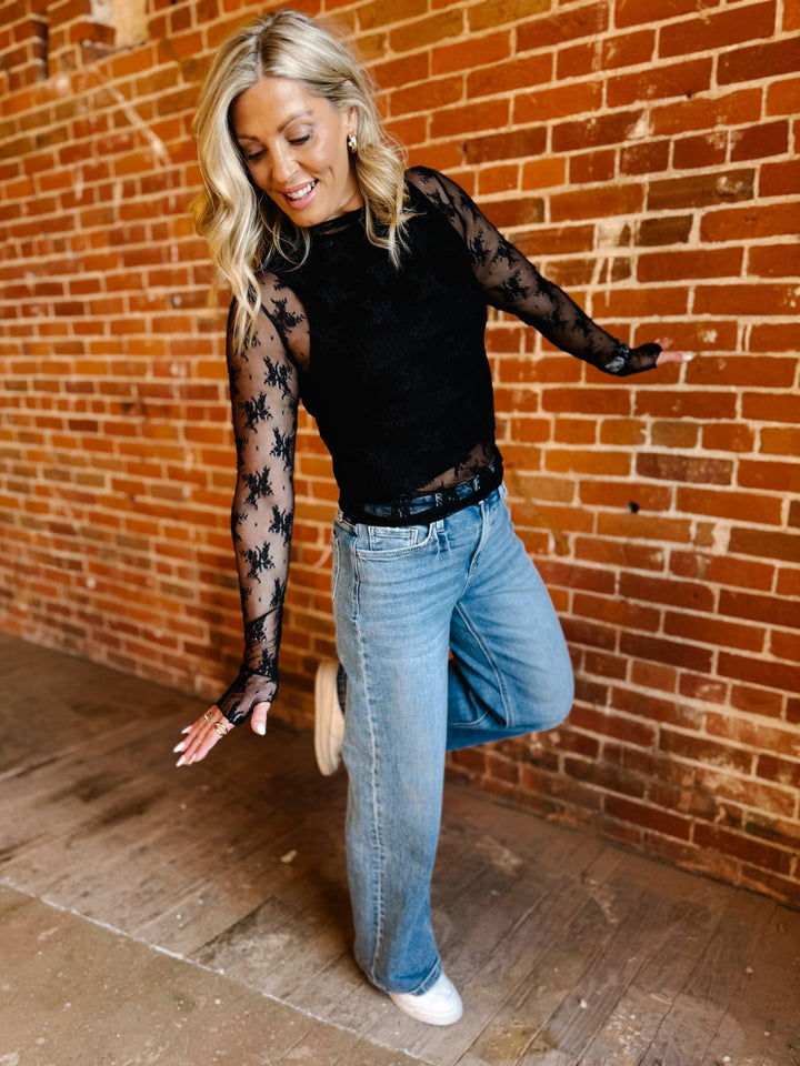 Whisperlight Sheer Mesh Top, Black