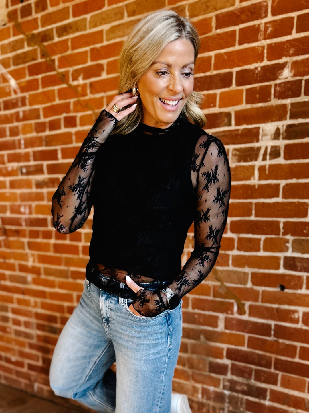 Whisperlight Sheer Mesh Top, Black