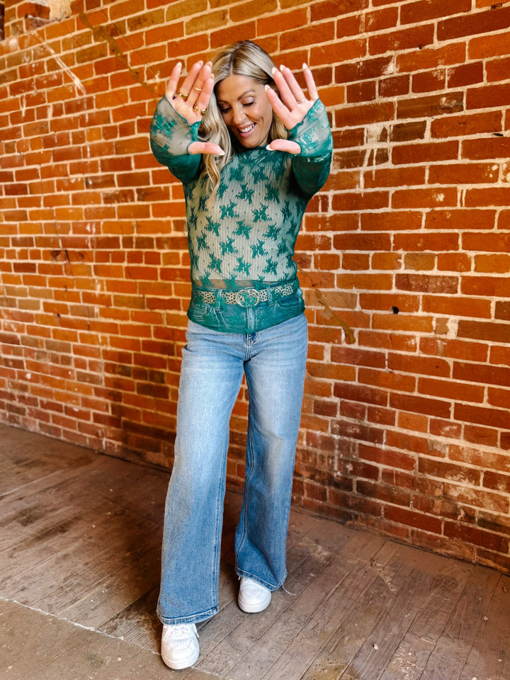 Whisperlight Sheer Mesh Top, Emerald