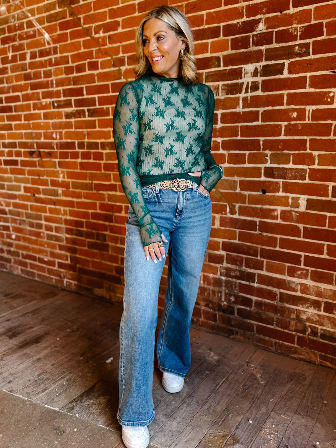 Whisperlight Sheer Mesh Top, Emerald