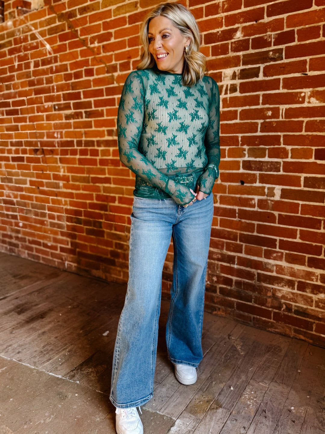 Whisperlight Sheer Mesh Top, Emerald