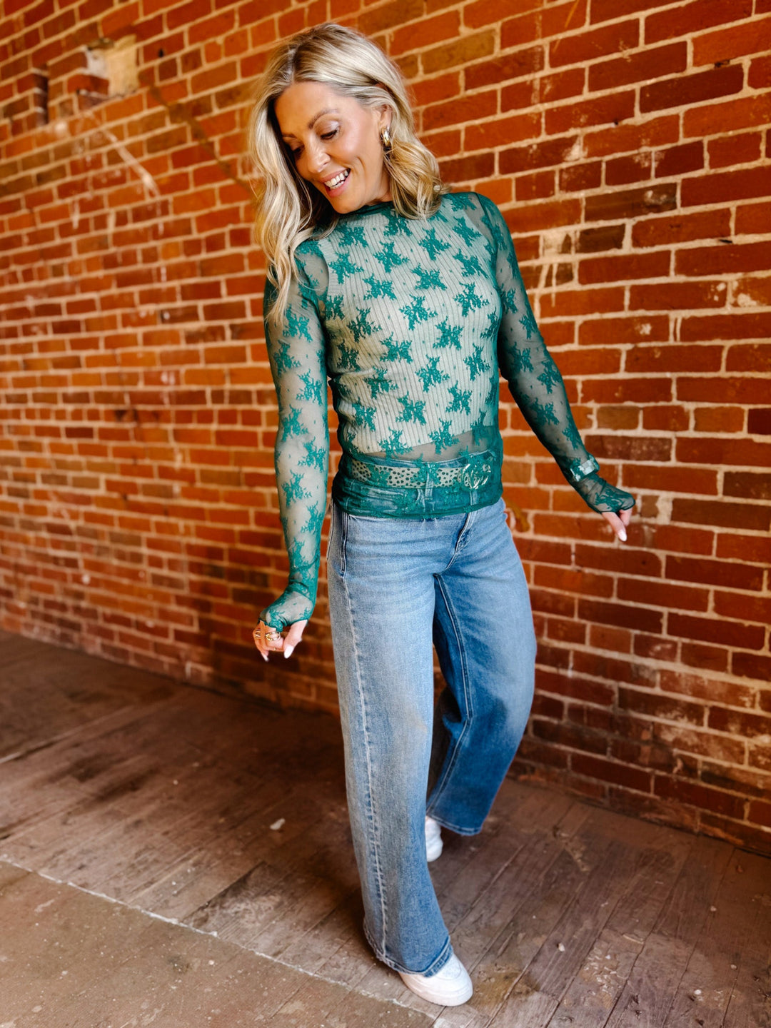 Whisperlight Sheer Mesh Top, Emerald