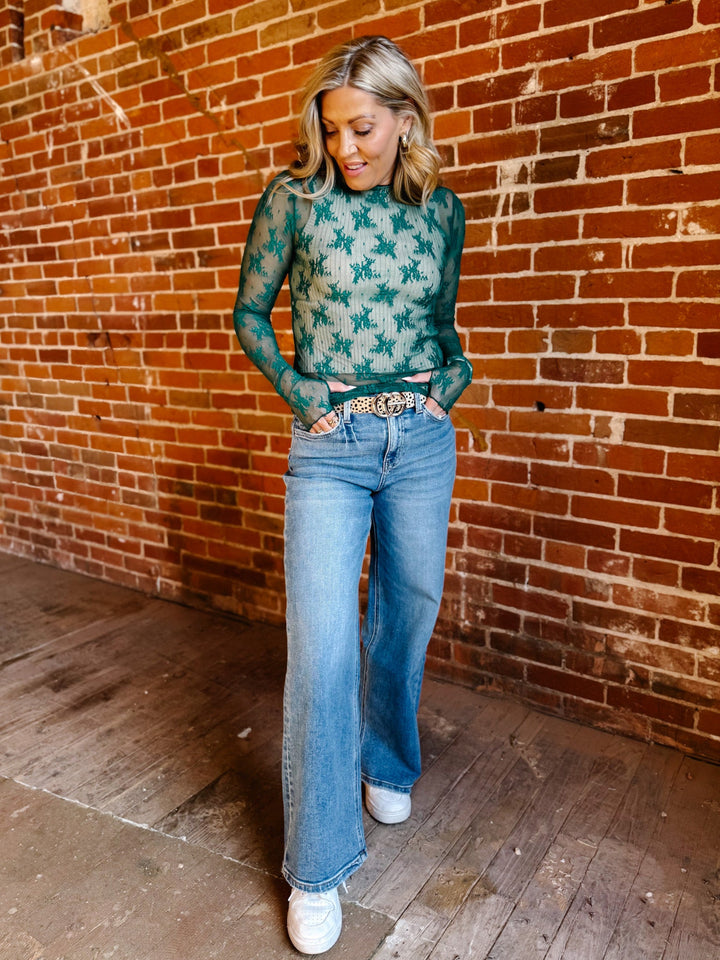 Whisperlight Sheer Mesh Top, Emerald