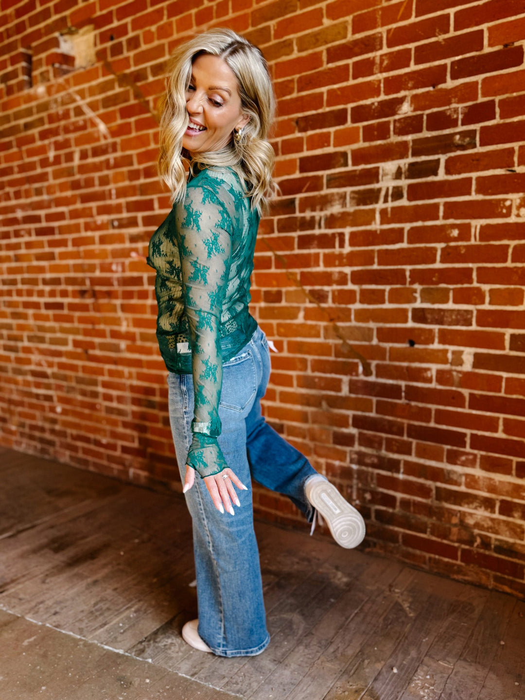 Whisperlight Sheer Mesh Top, Emerald