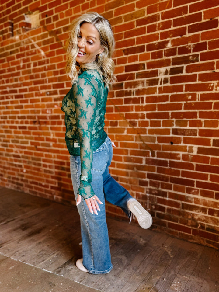 Whisperlight Sheer Mesh Top, Emerald