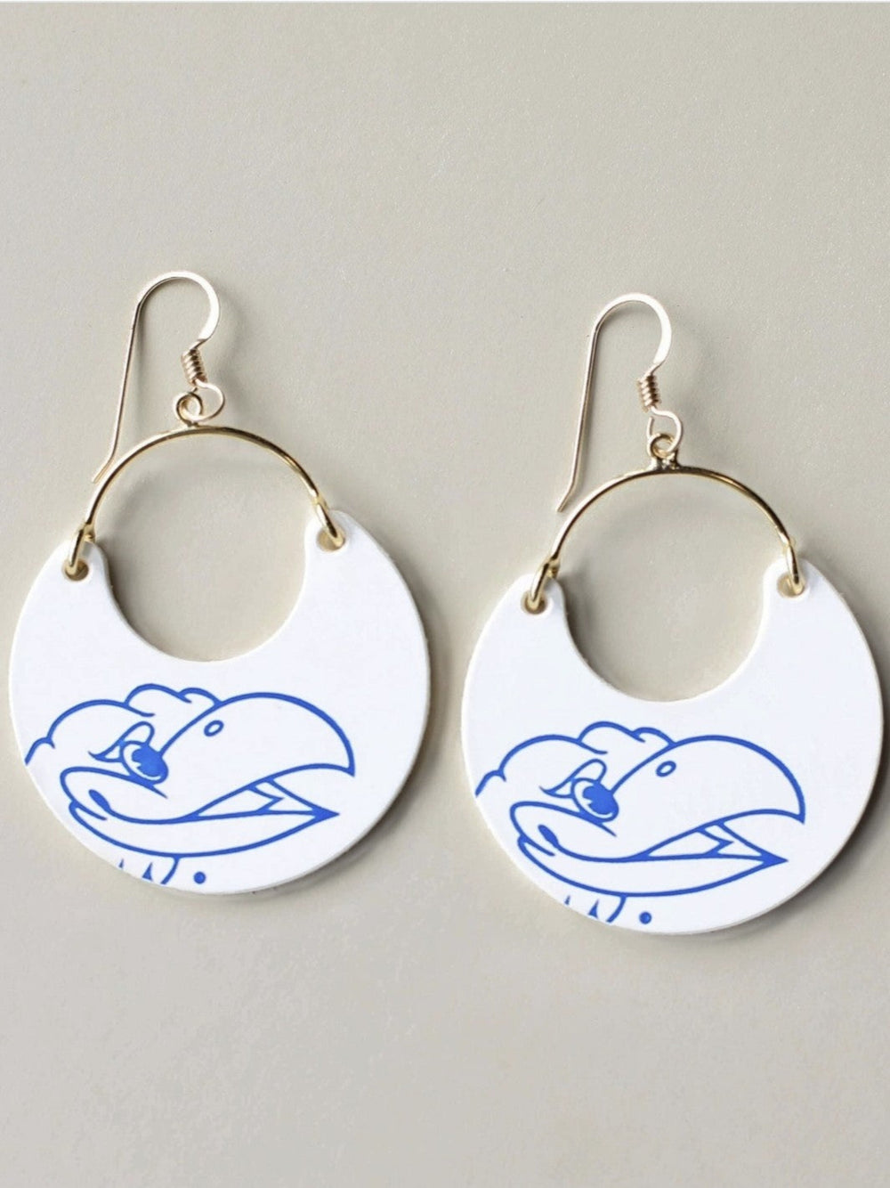 White University of Kansas Jayhawks Nina Earrings, Gold