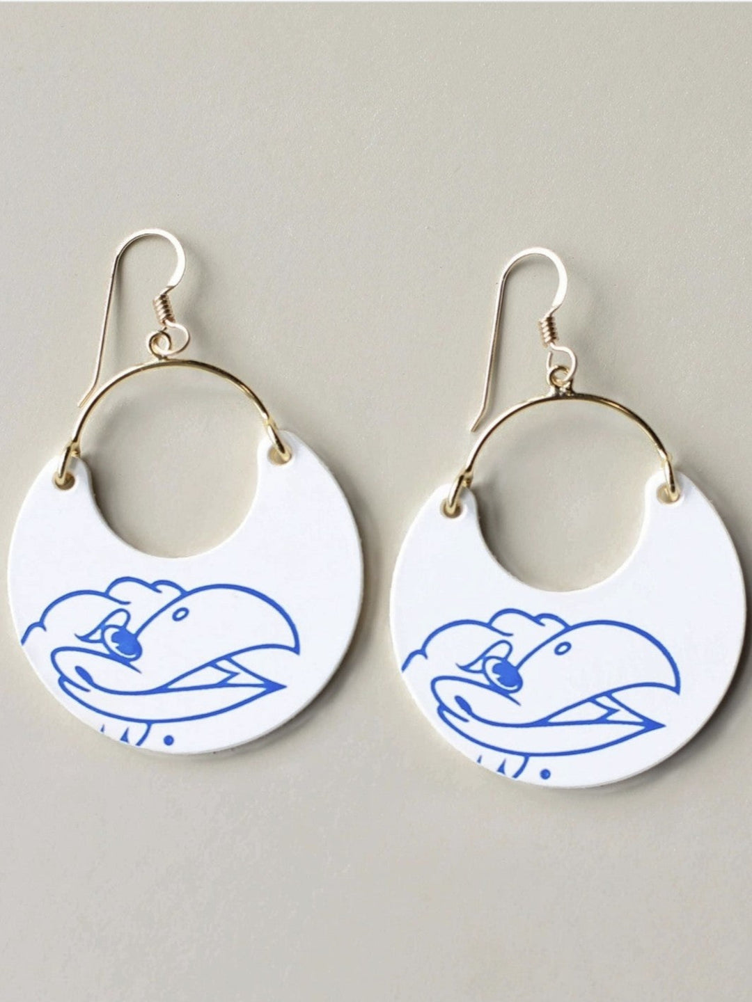 White University of Kansas Jayhawks Nina Earrings, Gold