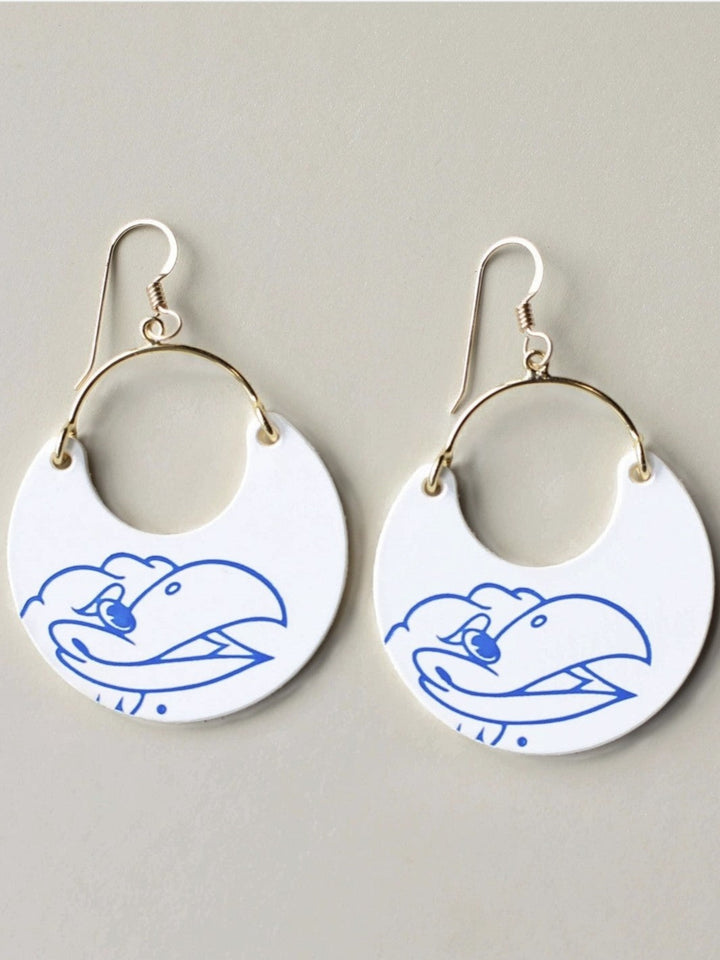 White University of Kansas Jayhawks Nina Earrings, Gold