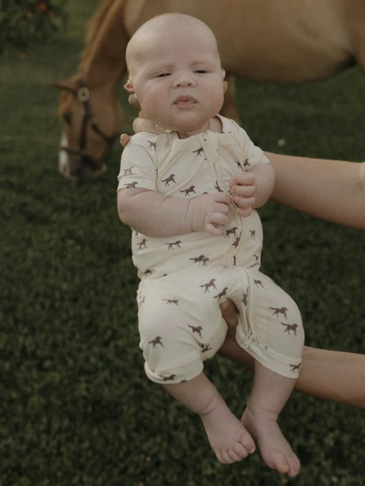 Forever French Baby Bamboo Shortie Zip, Wild Horses