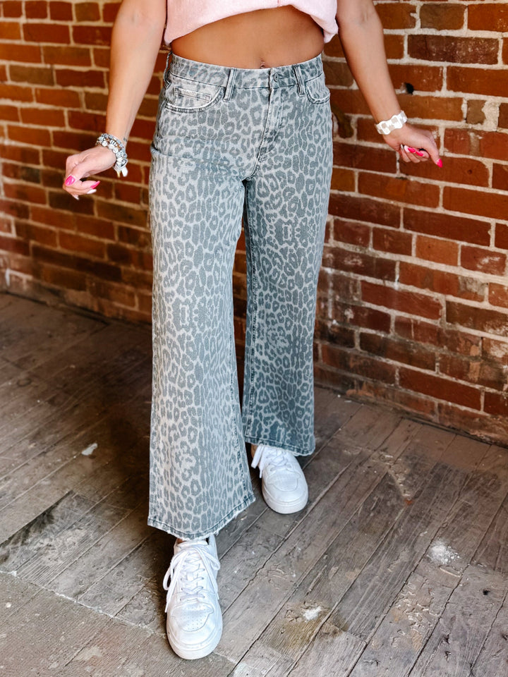 Wildcard Grey Crop Jeans, Grey Leopard