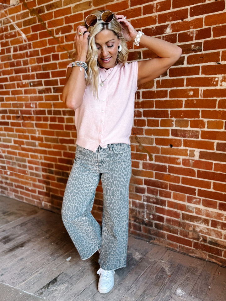 Wildcard Grey Crop Jeans, Grey Leopard