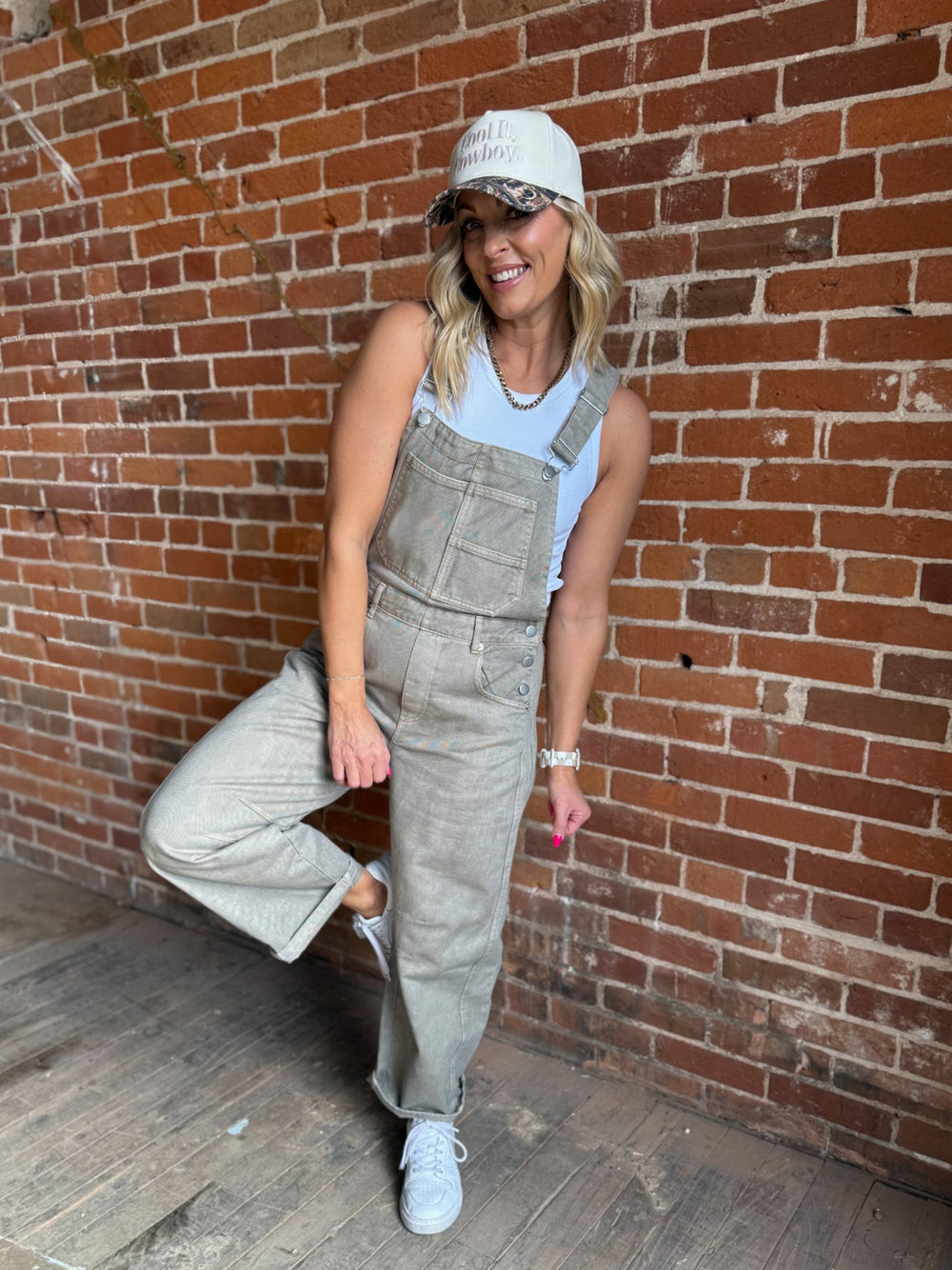 Workday Cool Barrel Overalls, Stone