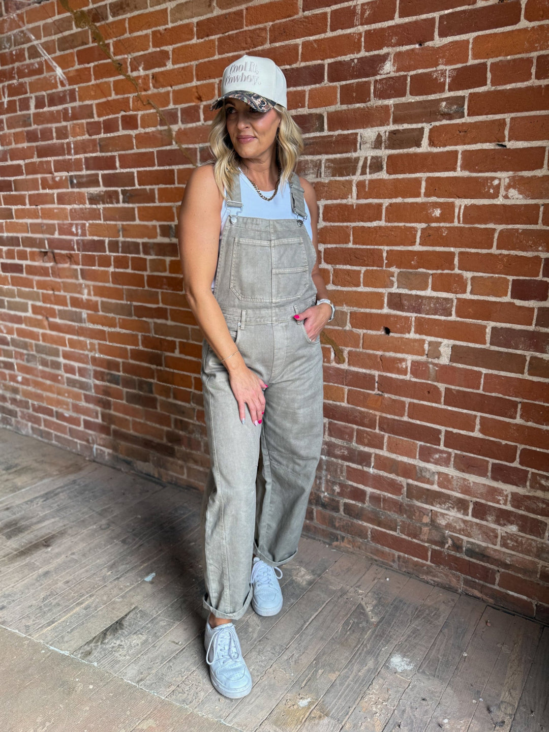 Workday Cool Barrel Overalls, Stone
