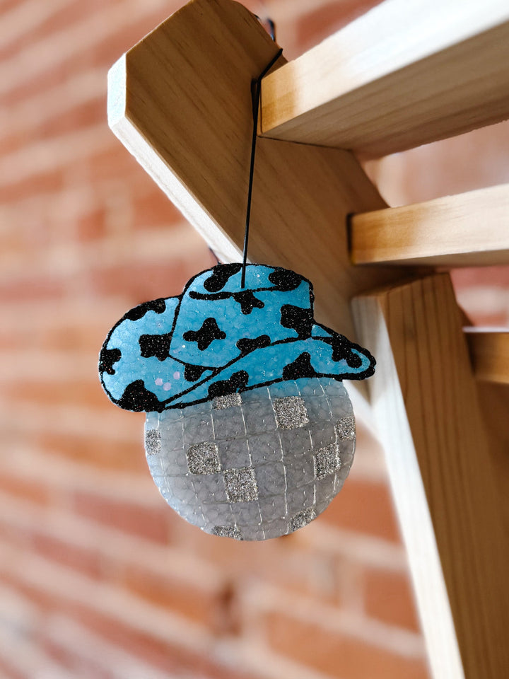 Disco Cowgirl Car Freshie, Blue Hat