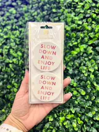 Sandstone Car Coaster 2 Pack, Slow Down and Enjoy Life