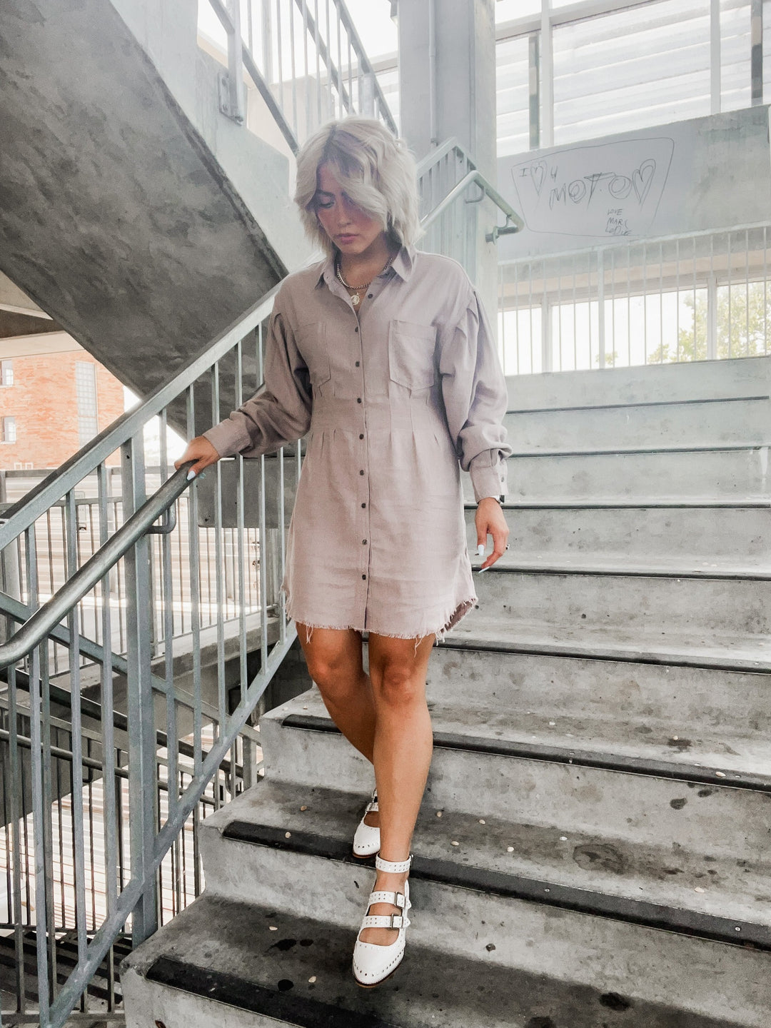 Say No More Button Up Shirt Dress, Rosy Brown