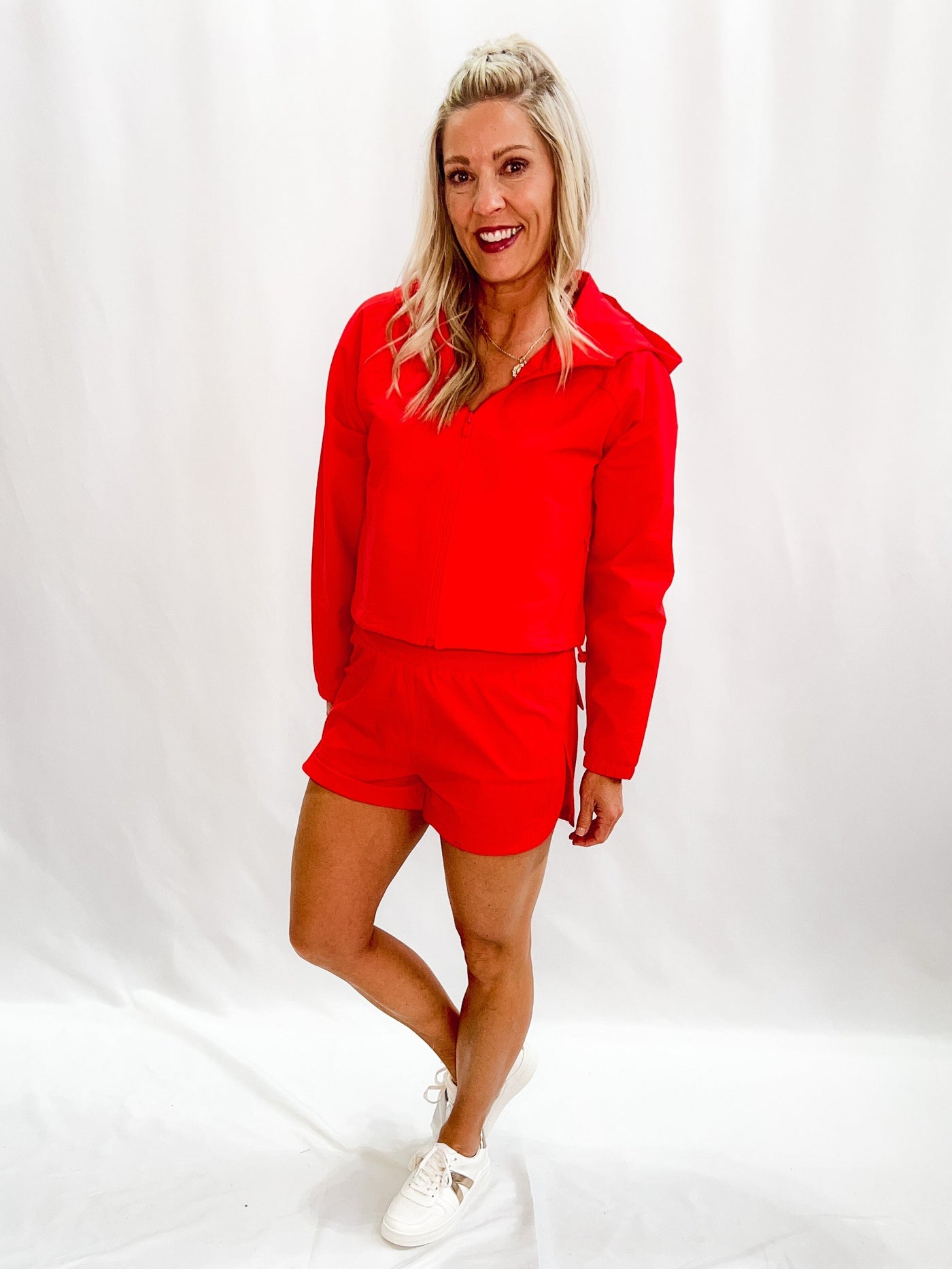 Keeping Pace Cropped Active Jacket, Poppy Red