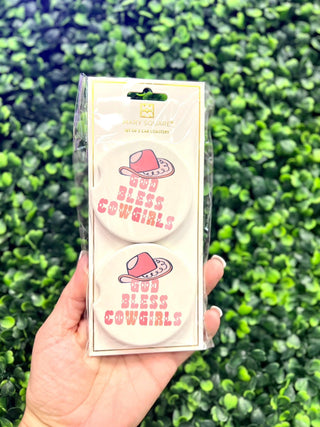 Sandstone Car Coaster 2 Pack-God Bless Cowgirls