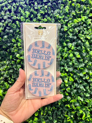 Sandstone Car Coaster 2 Pack-Hello Darlin