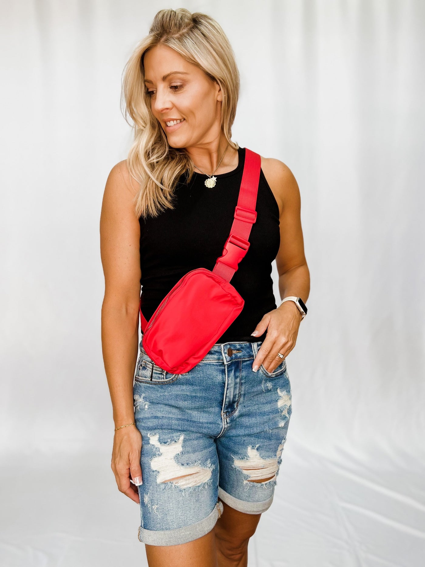 Emmie Crossbody Belt Bag, Red