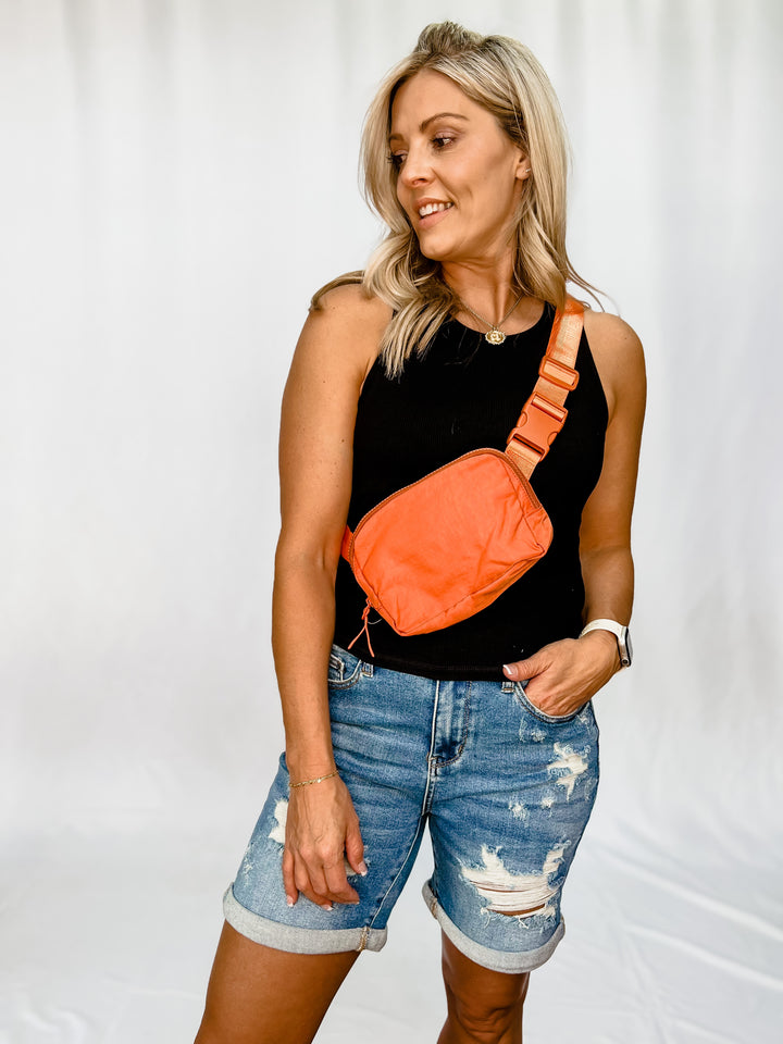 Emmie Crossbody Belt Bag, Burnt Orange