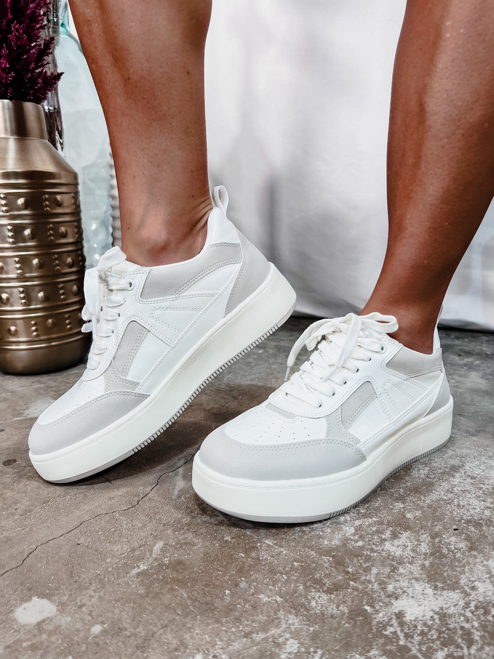 Dice Platform Sneaker, White/Off White