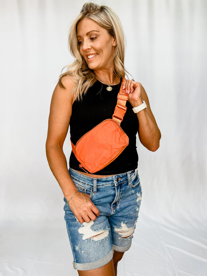 Emmie Crossbody Belt Bag, Burnt Orange