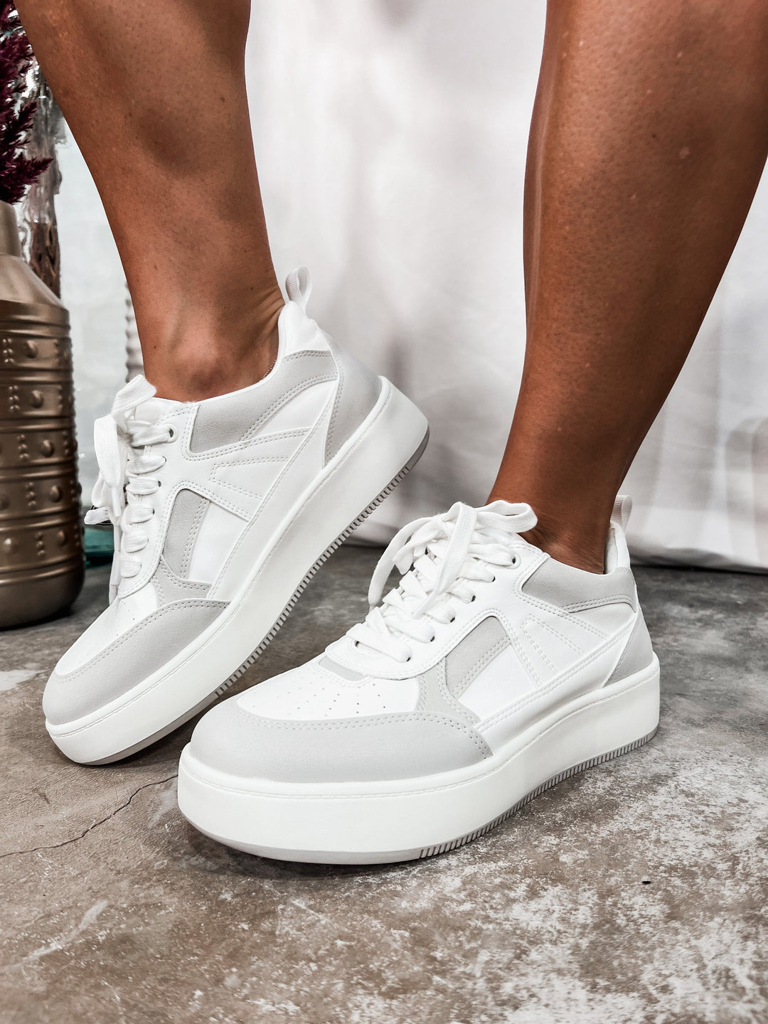 Dice Platform Sneaker, White/Off White