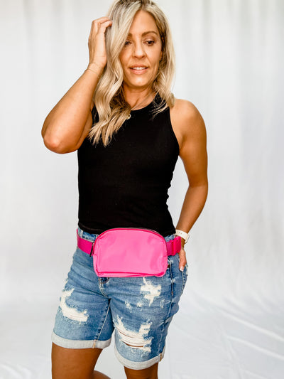 Emmie Crossbody Belt Bag, Neon Pink