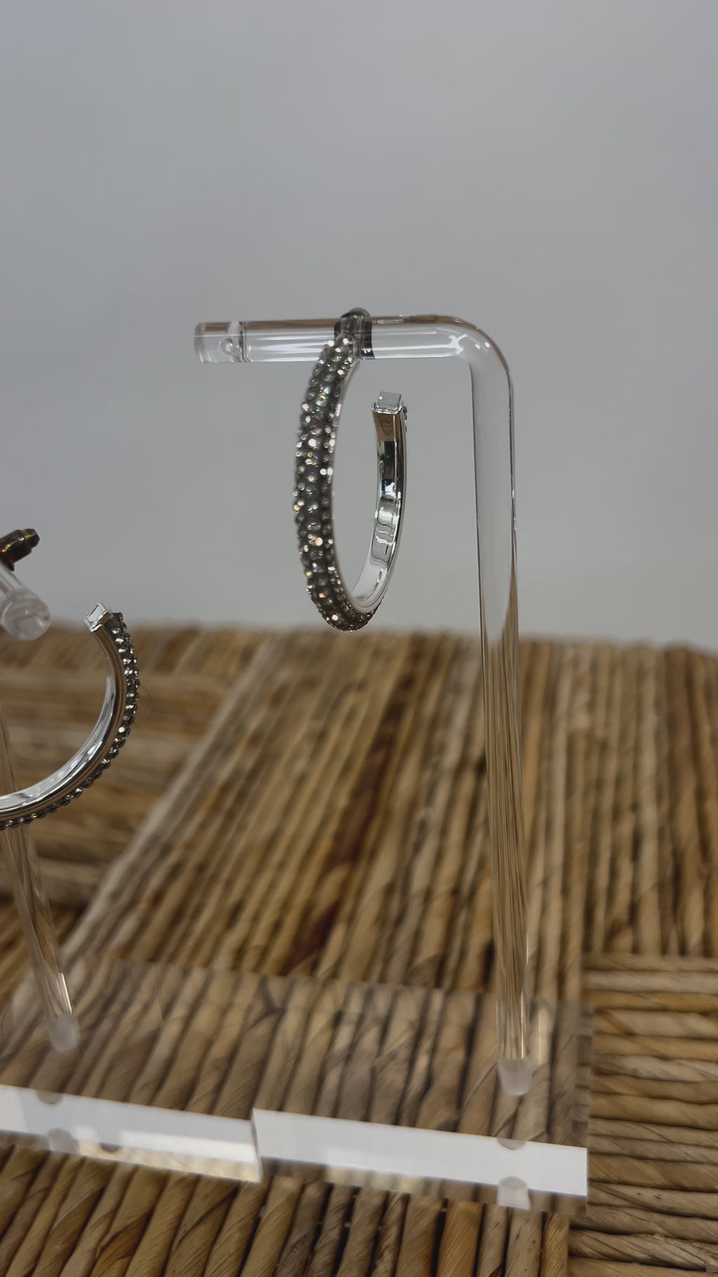 Rhinestone Hoop Earrings, Silver