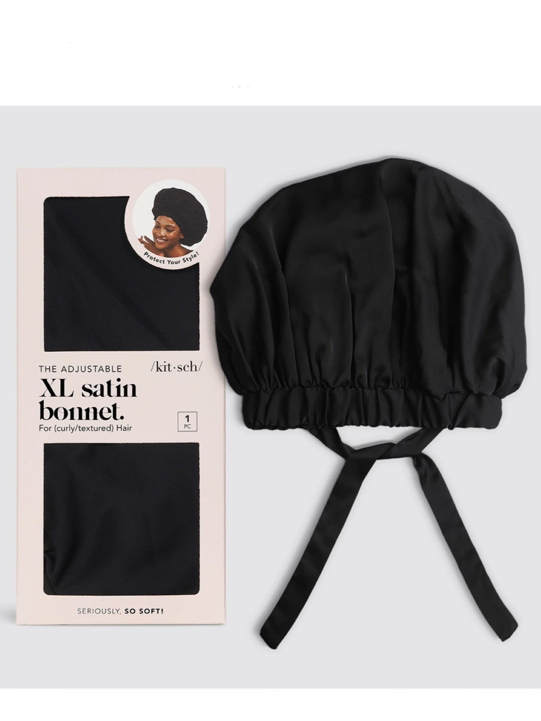 Satin Sleep XL Adjustable Bonnet, Black