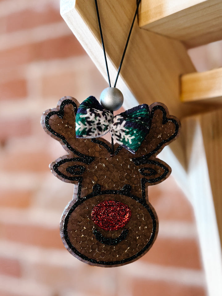 Rudolph Reindeer Car Freshie, Sweater Weather Green Snowflake