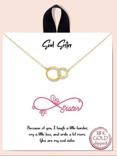 Soul Sister Necklace with CZ accent, Gold