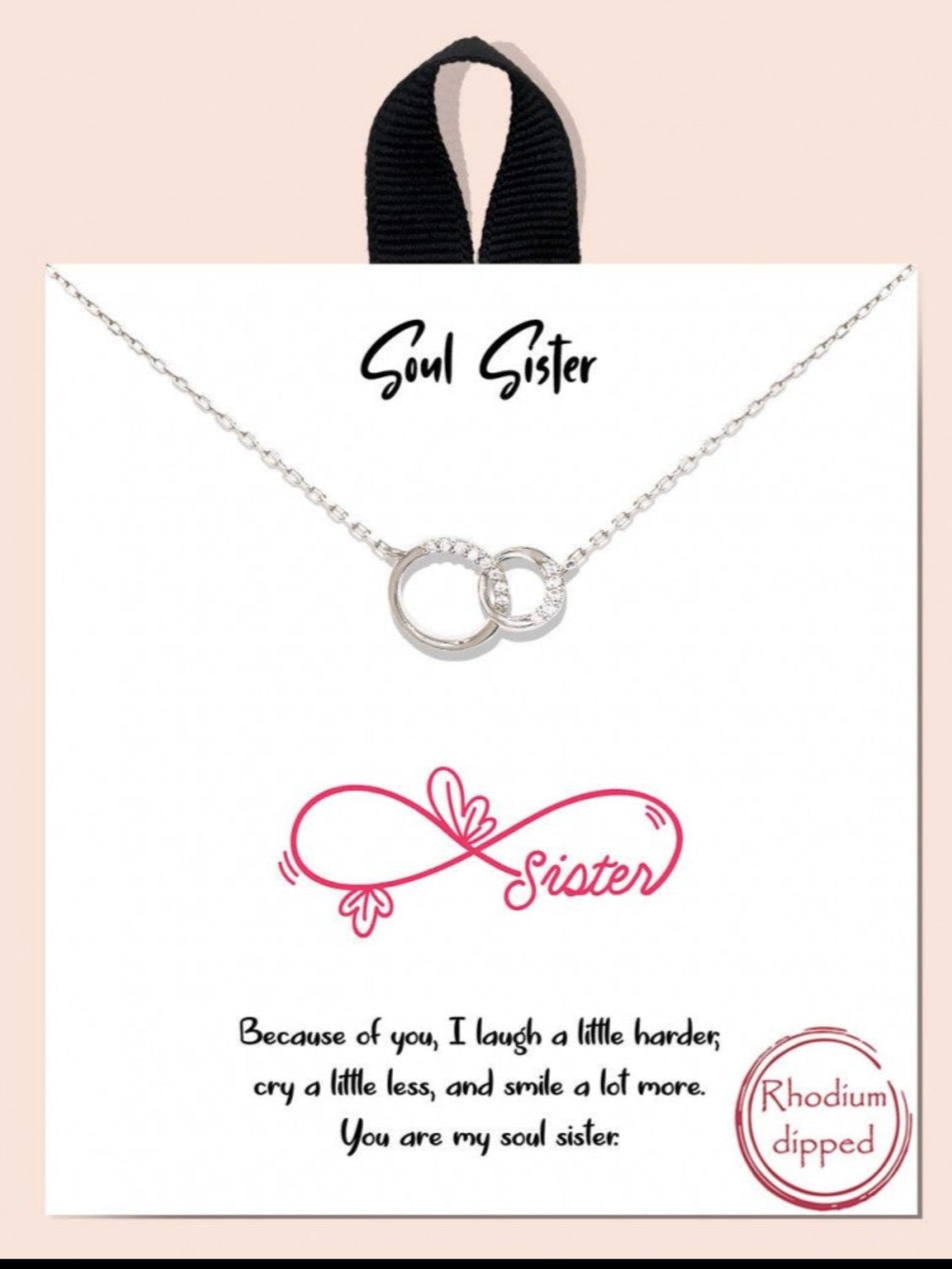 Soul Sister Necklace with CZ accent, Silver