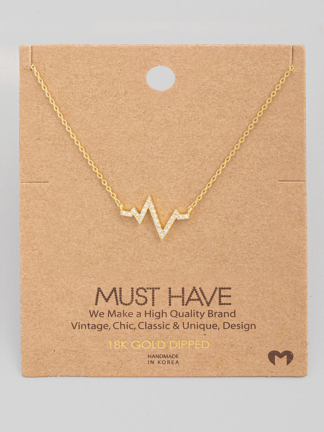 Heartbeat Pendent Necklace, Gold
