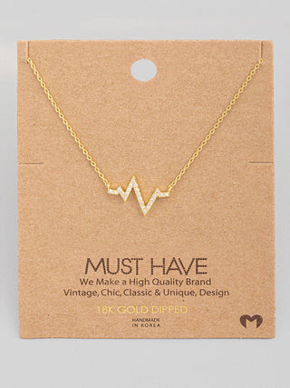 Heartbeat Pendent Necklace, Gold