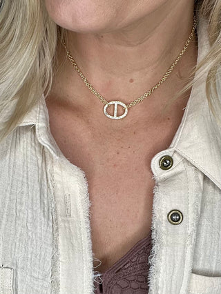 Golden Hour Double Chain Circle Charm Necklace