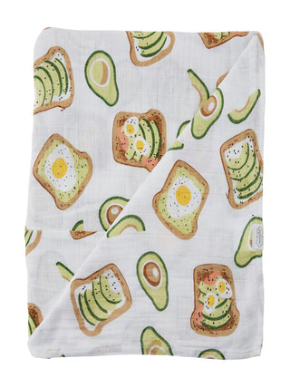 Rattle and Swaddle Set, Avocado and Toast