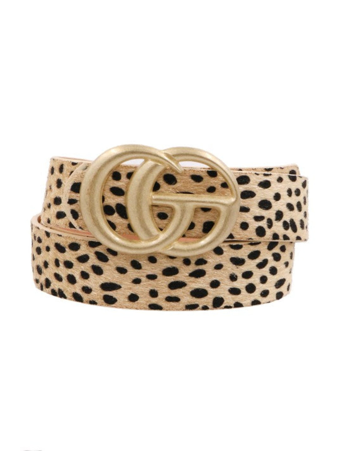 Faux Fur Animal Print CG Belt, Natural Cheetah