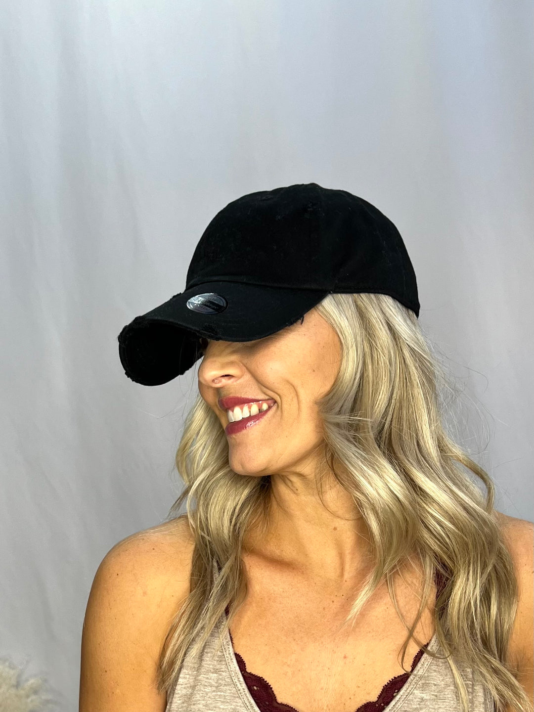 Vintage Distressed Hat, Black