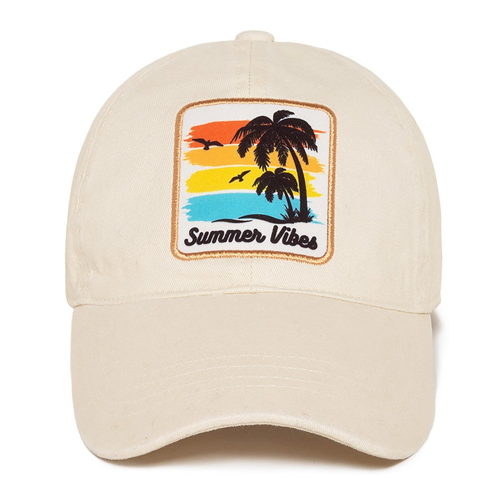 Retro Style 'Summer Vibes' Baseball Hat, Beige