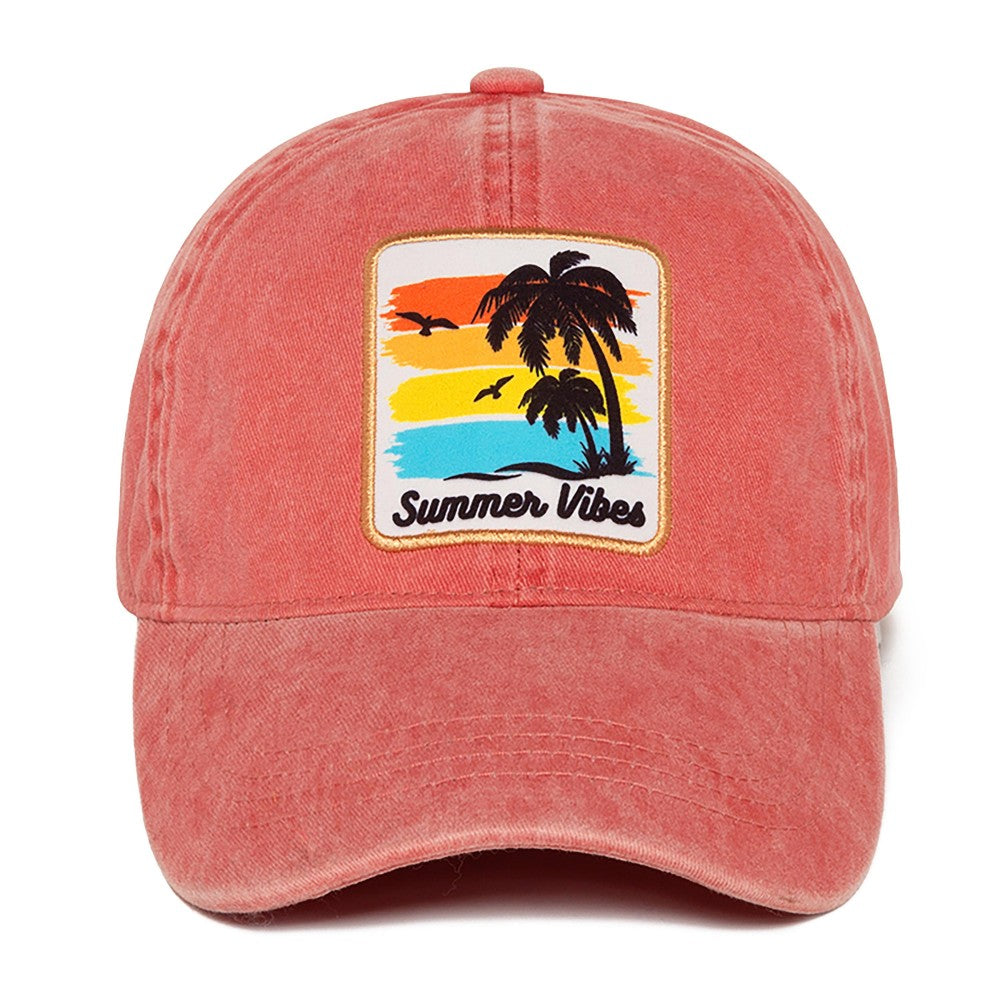Retro Style 'Summer Vibes' Baseball Hat, Burnt Orange