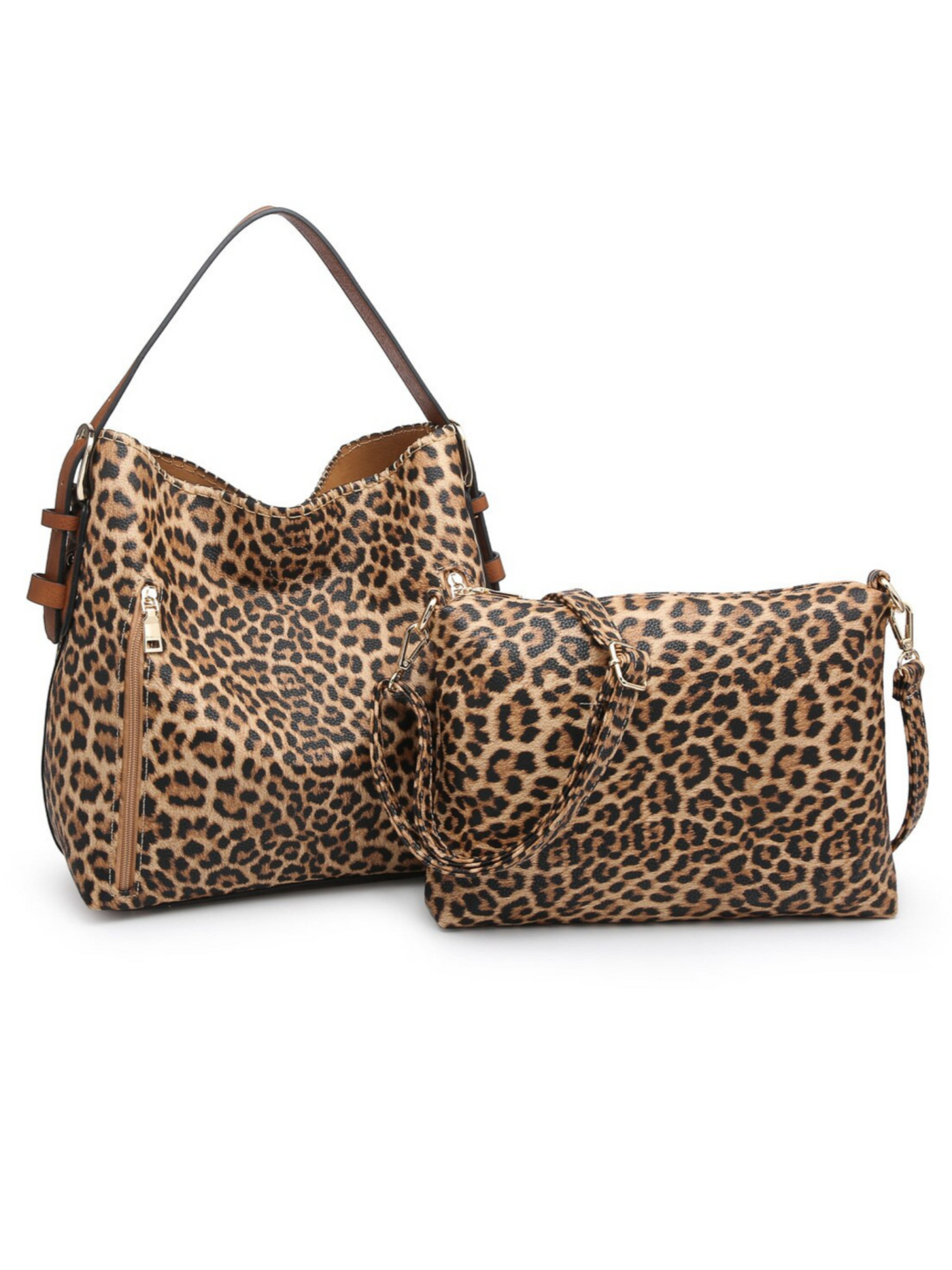 Alexa 2-in-1 Hobo Bag, Mustard Leopard